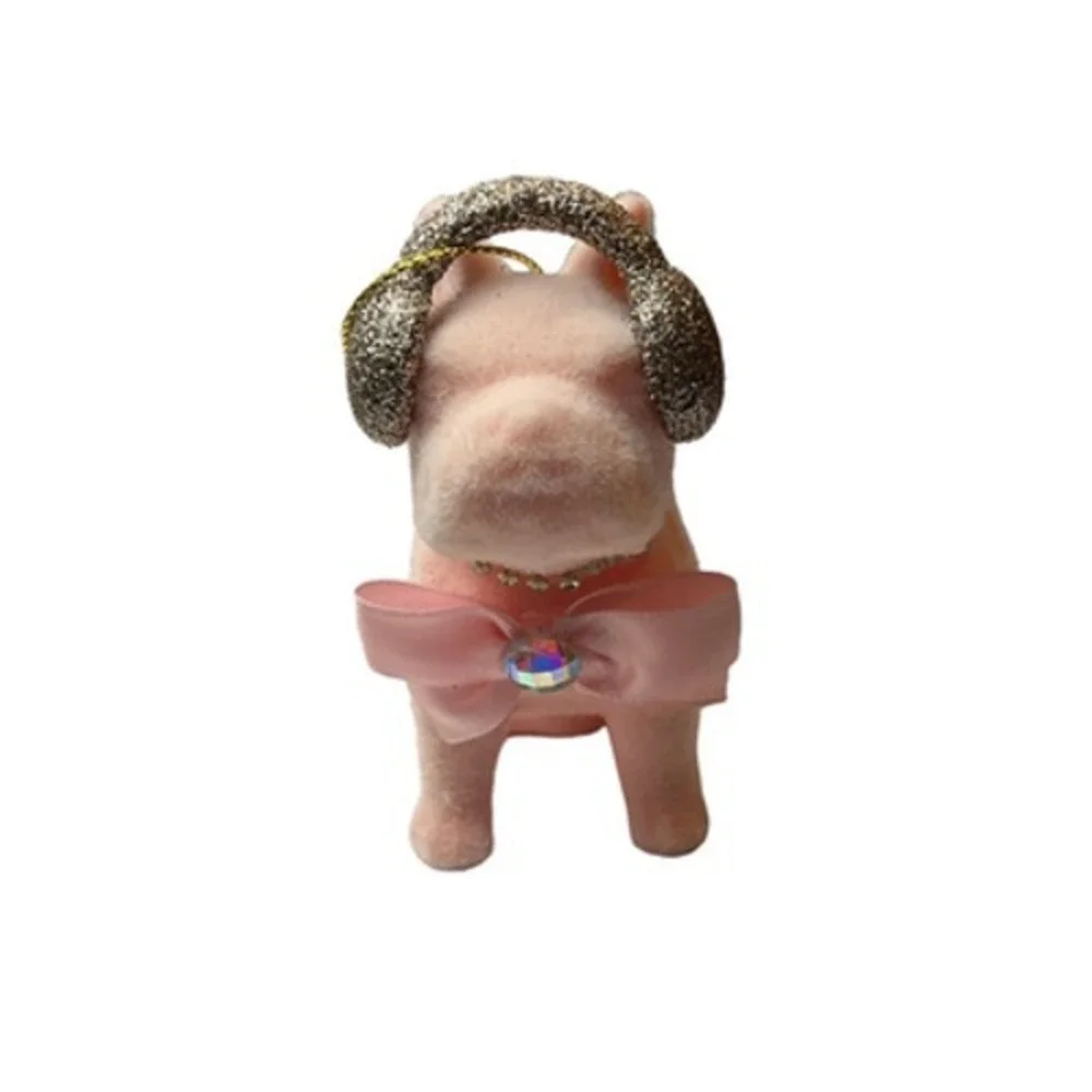 French‎ Bulldog Ornament Christmas  Pink Gold Headphones